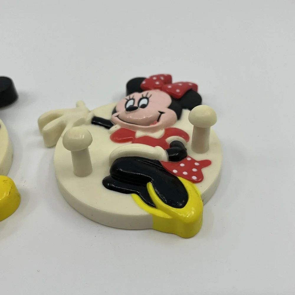 Vintage 2 Disney Refrigerator Magnets Mickey Mouse Minnie Hooks 1995 3